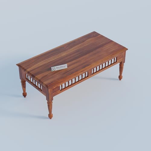 Image of Jangid Handicraft Solid Sheesham Wood Coffee Table for Living Room | Wooden Center Table | Rectangular Coffee Table | Tea Table for Sofa | Modern Sofa Table for Hall | Honey Finish