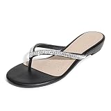 DREAM PAIRS Women's Fashion Rhinestones Design Slides Sandals,Size 7.5,Black Glitter,JEWEL_03