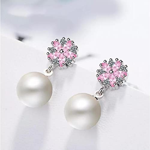 Boucles d'oreilles pétales roses en zircon cubique blanc pour femme