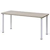 [山善] デスク パソコンデスク 幅150×奥行60×高さ70cm 【耐荷重80kg】 傷や汚れに強い天板 頑丈設計 天板厚3cm 脚部パイプ直径5cm 組立品 アイボリー(木目調) AMDT-1560(AIV)セット