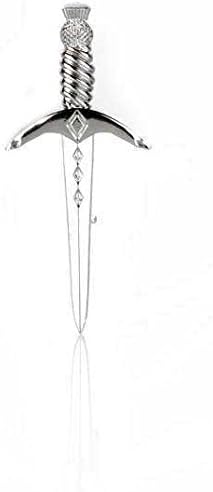 J Wood Leathers Scottish Thistle and Dagger Kilt Pin - Available in 3 finishes