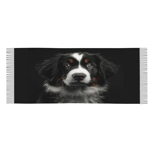 Bernese Mountain Dog Women Pashmina Scarf Large Animals Pattern Shawl Wrap Soft Scarves with Fringes3