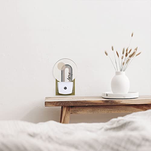Image of EKOBLA Mid Century Boho Night Light, Abstract Sun and Arch Modern Night Lights Plug Into Wall with Dusk to Dawn Sensor for Bedroom and Living Room