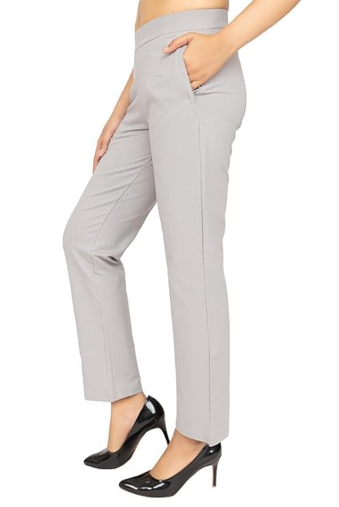 Image of Mlada All Day Cotton Track Pants for Women with 3 Zip Pockets | Regular Fit Mid Rise Track Pants with Stretchable Elastic Waist and Interlock Seams to Prevent Chafing