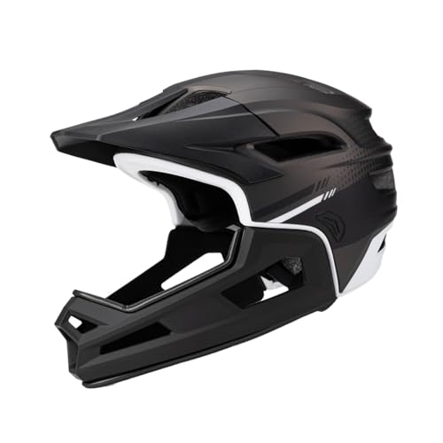 Casco integrale MTB con mentoniera rimovibile, regolabile, 56-62 cm, per ciclismo, skateboard, BMX, mountain bike, nero