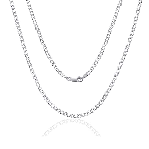 SILBERTALE Cadena de plata de ley 925 para hombre y mujer, 2/3/4 mm de ancho, fina, superplana, sin colgante, 45 Zentimeter, Für Gewicht unter 70KG, Plata esterlina, No es una piedra preciosa