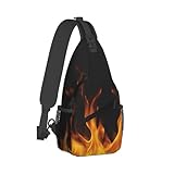 Men & Women Gym Bags Sack Daypack Outdoor Backpack, Burning Fire Flame On Black Sling Bag Backpack Backpacking for Climbing Camping Cycling Travel - Durable Tactical Satchel