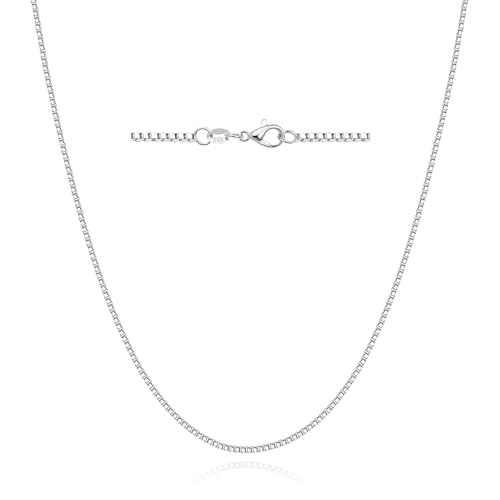 Mieoyue Sterling Silver Chain Necklace for Women Multiple Lengths 16-24 Inches S925 Fine Jewellery (Box Chain, 20Inch)