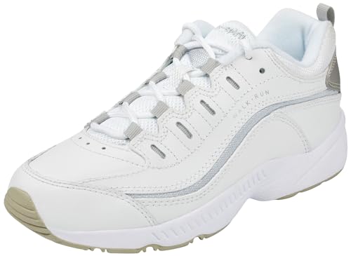 Easy Spirit Women's Romy Walking Sneaker, White with Green and Blue Accents 140, 7.5N