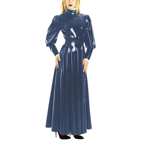 Robe longue en vinyle PVC élégante style haute couture pour soirées sélects