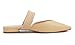 FEVERSOLE Women's Pointed Toe Fashion Mules Low Heel Flats Casual Summer Slide Beige Vegan Leather Raffia Strap Size 9.5 M US