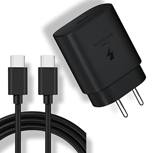 Image of Original 25W Fast Charger - Black USB-C Power Adapter & Cable for Rapid Charging Compatible with Galaxy S23 S22 Note 20S21 Ultra M14 5G M15 M32 & More with SIX Months Replacement Warranty