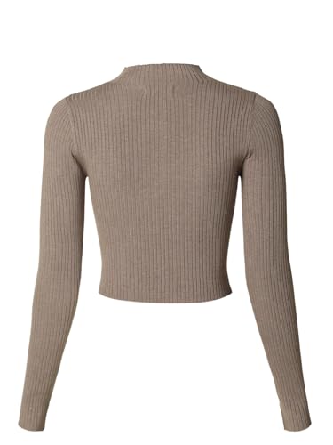 Image of MixMatchy Women's Basic Long Sleeve Mock Neck Ribbed Sweater Fitted Crop Knit Pullover Tops