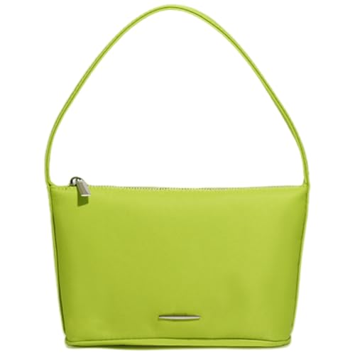 Nylon Shoulder Bag for Women Trendy Handbag and Purses Convenient Hobo Bag Clutch Totes with Zipper Closure (Lime Green)