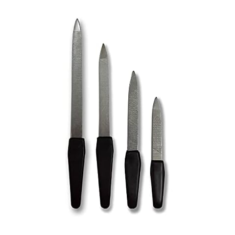 Premium Metal Nail Files By ZAMAHA UK - Durable Reusable Dual Sided Nail Care Accessories - Suitable For Professional Pedicure & Manicure - Ergonomic Handle Shape - Set Of 4 Cover