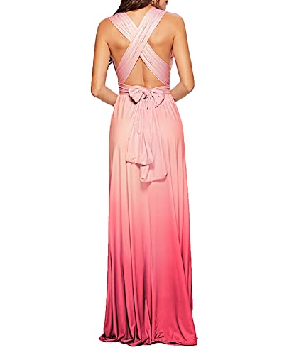 Image of Sexyshine Women's Backless Gown Dress Convertible Multi-Way Wrap Halter Cocktail Dress Bandage Bridesmaid Long Dresses