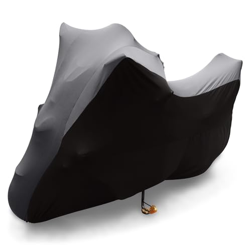 Asasytal Housses de Moto d'intérieur, Élastique Respirant Tissu Extensible en Velours Doux Protection Contre la Poussière pour Scooter Garage Moto...