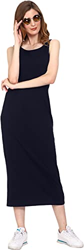 Image of ROARERS Women Maxi Length Sleeveless Cotton Black Dress