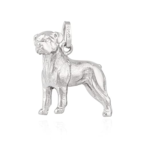 Pendentif Rottweiler 3D en argent brillant 925 rhodié 13748
