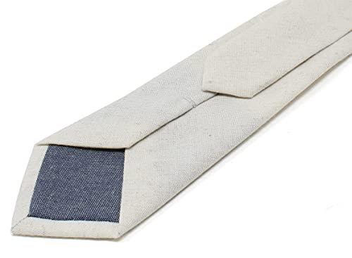 Image of Men's Chambray Cotton Skinny Necktie Tie Textured Distressed Style - 2.5 inch Width