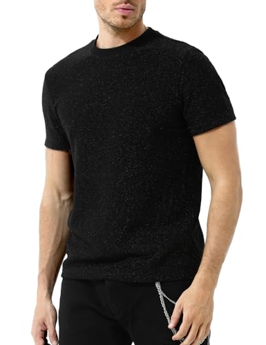 Casey Kevin Camisetas Lentejuelas Hombre Camisa Rock Fiesta Discoteca Ropa Punk Metalizada Brillo...