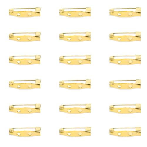 Image of Satra Traders Hole Metal Brooch, Lock Pins, Backs Safety Clasp Brooch, Jewelry Pins for DIY Craft Making | 100pcs (20mm 2 Hole-Golden)