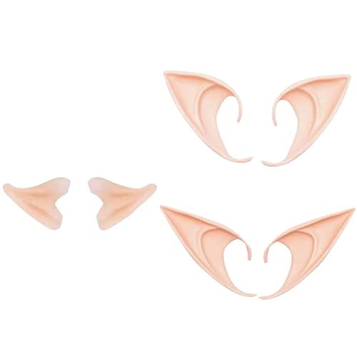 kwoifioy Lot de 3 paires d'oreilles souples en latex pour Halloween - Pour cosplay - Pour adultes et enfants Cover