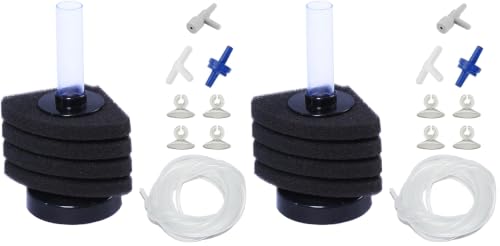 Image of AQUANEAT Aquarium Corner Sponge Filter, for Breeding Shrimp Nano Fish Tanks with Airline Tubing, Valves and Suction Cups, up to 10Gal (Pack of 2)