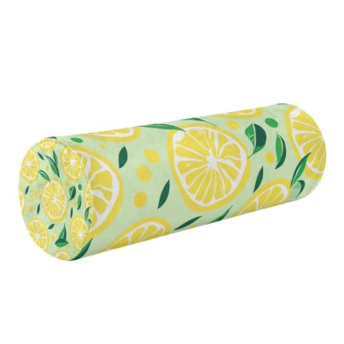 Kigai Lemons Cervical Neck Roll Pillow for Sleeping, Memory Foam Cylinder Neck Roll Pillow with Washable Cover