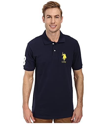 Image of U.S. Polo Assn. Mens Solid Pique Polo Shirt, Classic Navy, S