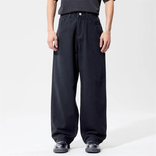 Men's Fall Loose Fit Straight Denim Jeans Wide Leg Business Casual Style Soft Drape Trousers2