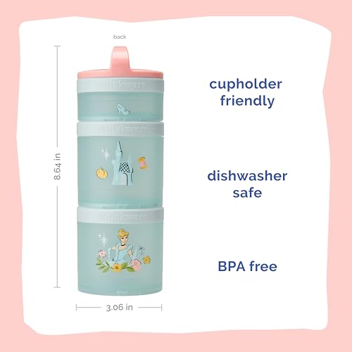 Image of (Cinderella) DiSNEY PRINCESS Whiskware Stackable Snack Pack - 3 Jar + Handle - Pink /Blue /Blue