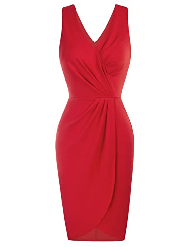 GRACE KARIN Damen Bleistiftkleid mit V-Neck Vintage Elegant Festlich...