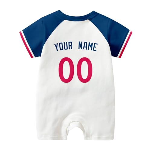 Image of KREDE Baby Clothes Unisex Bodysuit White Custom Name Number for Baby Boys