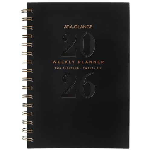 AT-A-GLANCE 2026 Planner, Weekly & Monthly, 5.5" x 8.5", Small, Signature Lite, Black (YP200L0526)