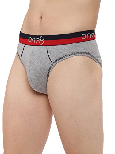 Image of ONE8 by Virat Kohli Men's Pure Cotton Modern Regular Briefs (Pack of 1) (717 1PC Grey S)