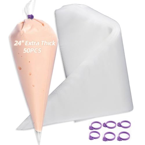 24 Inch Extra Large Piping Bags Disposable,50 Pack...