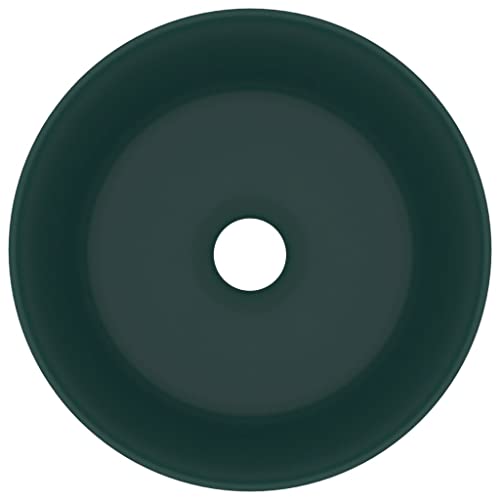 Lavabo rond vasque céramique vert foncé mat 40 cm petit lavabo invités chic
