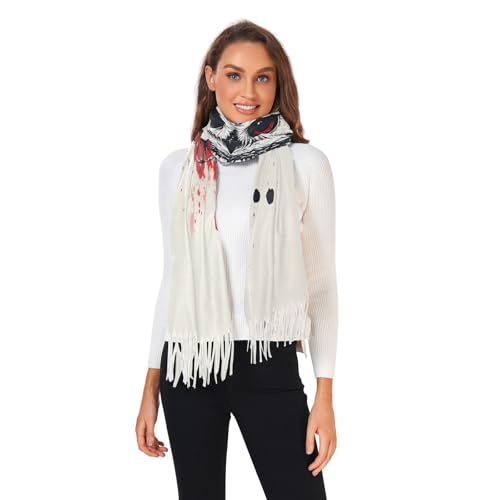 Dreamcatcher Owl Cashmere Feel Scarf for Women, Large Single Sided Print Pashminas Shawl Wrap with Tassels3