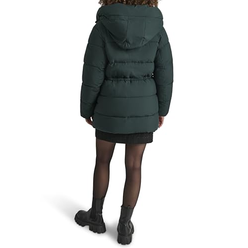 DKNY Pine Green Women's Medium Anorak-Waist Hooded Puffer Jacket - Image 4