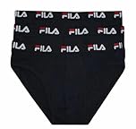 FILA 3 Pezzi Slip Uomo Elasticizzato - Disponibili Vari Colori - Slip Uomo Cotone - (IT, Testo, 200 Black 3 Pezzi Nero, S)