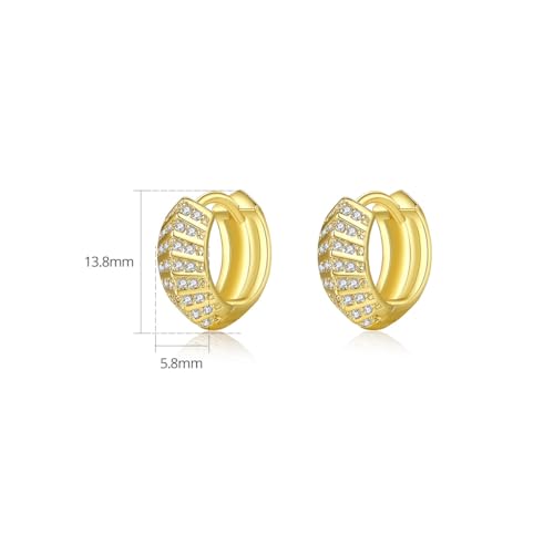 14K Gold Chunky Huggie, Moissanite Hoop Earrings, Minimalist Earrings for Everyday Wear2