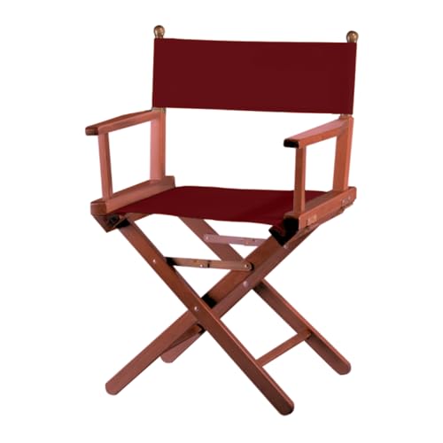 ZStyle Chaise de réalisateur pliable en bois, 90 cm de hauteur, 54 cm de large, 48 cm de profondeur, noir (acajou - toile bordeaux)