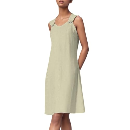Vestido de verano bohemio y suelto de tirantes fresquito para días de calor en beige L