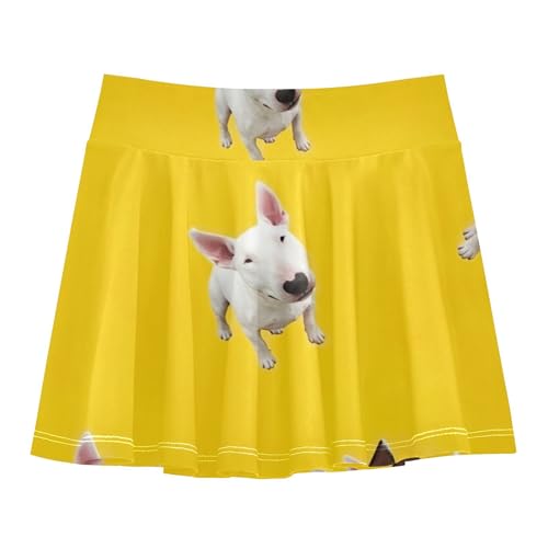 Joisal Toddlers Tennis Skirts Bull Terrier Dogs Yellow Athletic Shorts Girls Skorts 2 in 1 Flowy Skirt 4t