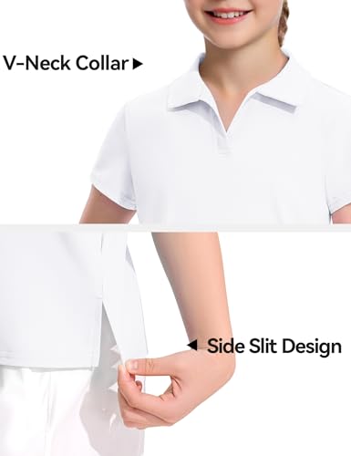 KEREDA Girls Polo Shirts Golf Tennis School Uniform Short Sleeve T Shirts V-Neck Collared Quick Dry Tops3