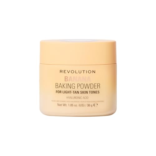 Revolution Beauty Loose Baking Powder, Makeup Setting Powder, Long Lasting Coverage, Mattifies & Reduces Shine, Banana, 1.12 Oz