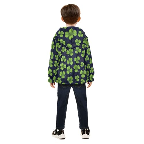 CHIFIGNO Green Leaves Black Toddler Boy Comfy Thick Fleece Outerwear Jackets with Polar Fleece Lining 3T4