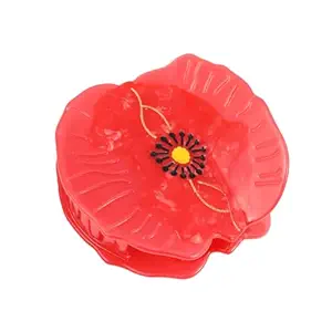 Red Poppy Flower Hair Claw Clip, 1 Piece, Personalized Hair Claw for Women