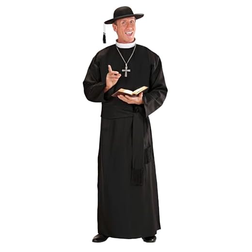 WIDMANN-Disfraz de Sacerdote para Adultos, Color Negro/Blanco, Extra-Large (CS923230)